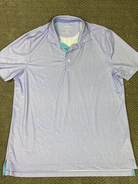 johnnie-O Polo Shirt Mens XL Lilac Birdseye Microdot Robben Performance golf